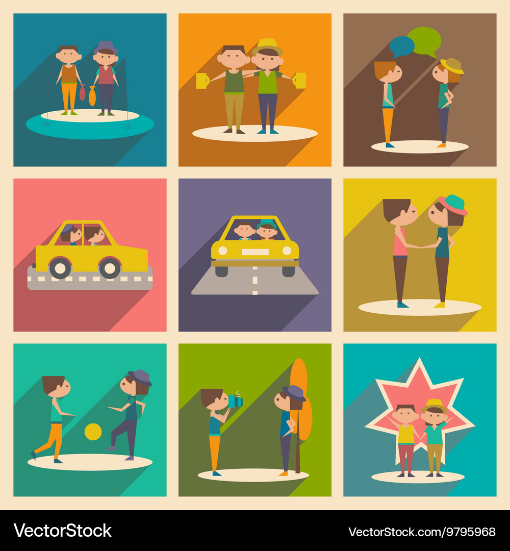 Flat with shadow concept and mobile application Vector Image