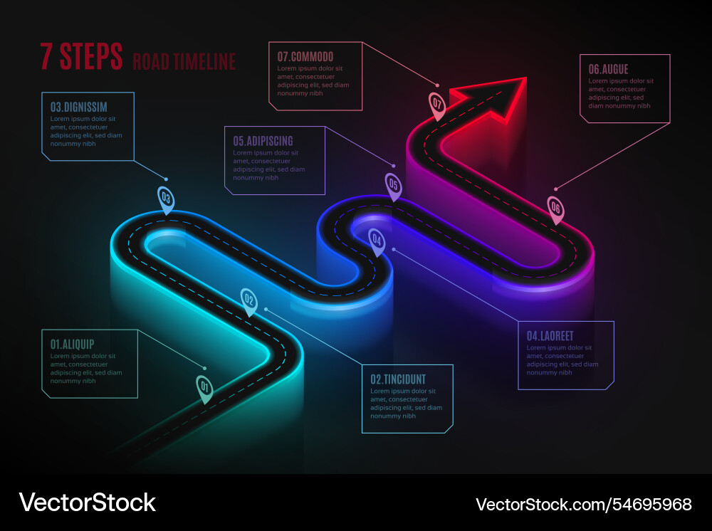 Isometric navigation map infographic 7 steps Isometric navigation map infographic 7 steps vector image
