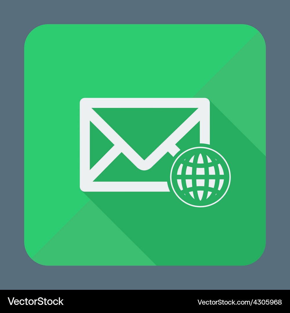 Mail icon envelope with globe flat design Vector Image