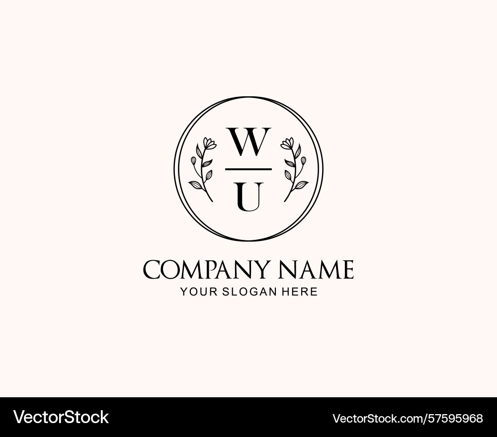 Minimalist wu monogram logos with botanical Vector Image