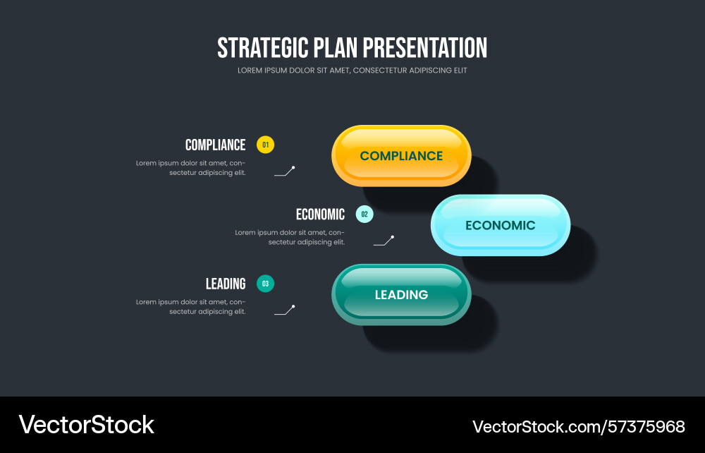 Modern visualization three step diagram slide Vector Image