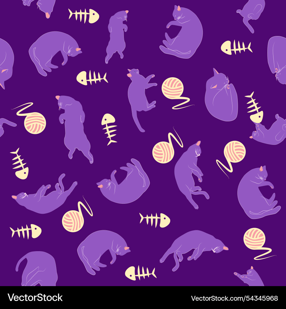 Mystical seamless pattern of cats in boho style Vector Image