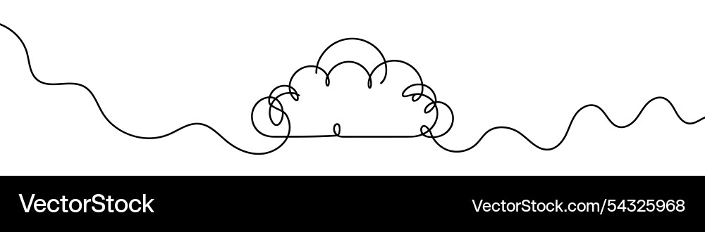 One continuous line of a cloud One continuous line of a cloud vector image