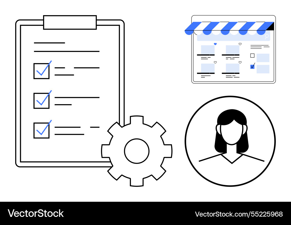 Project management elements with checklist user Vector Image