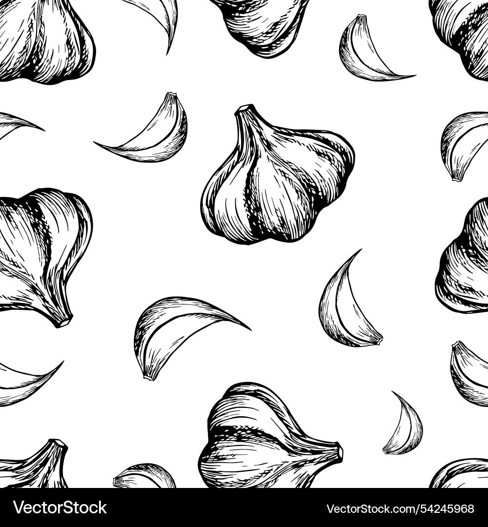 Seamless pattern with garlic graphics Vector Image