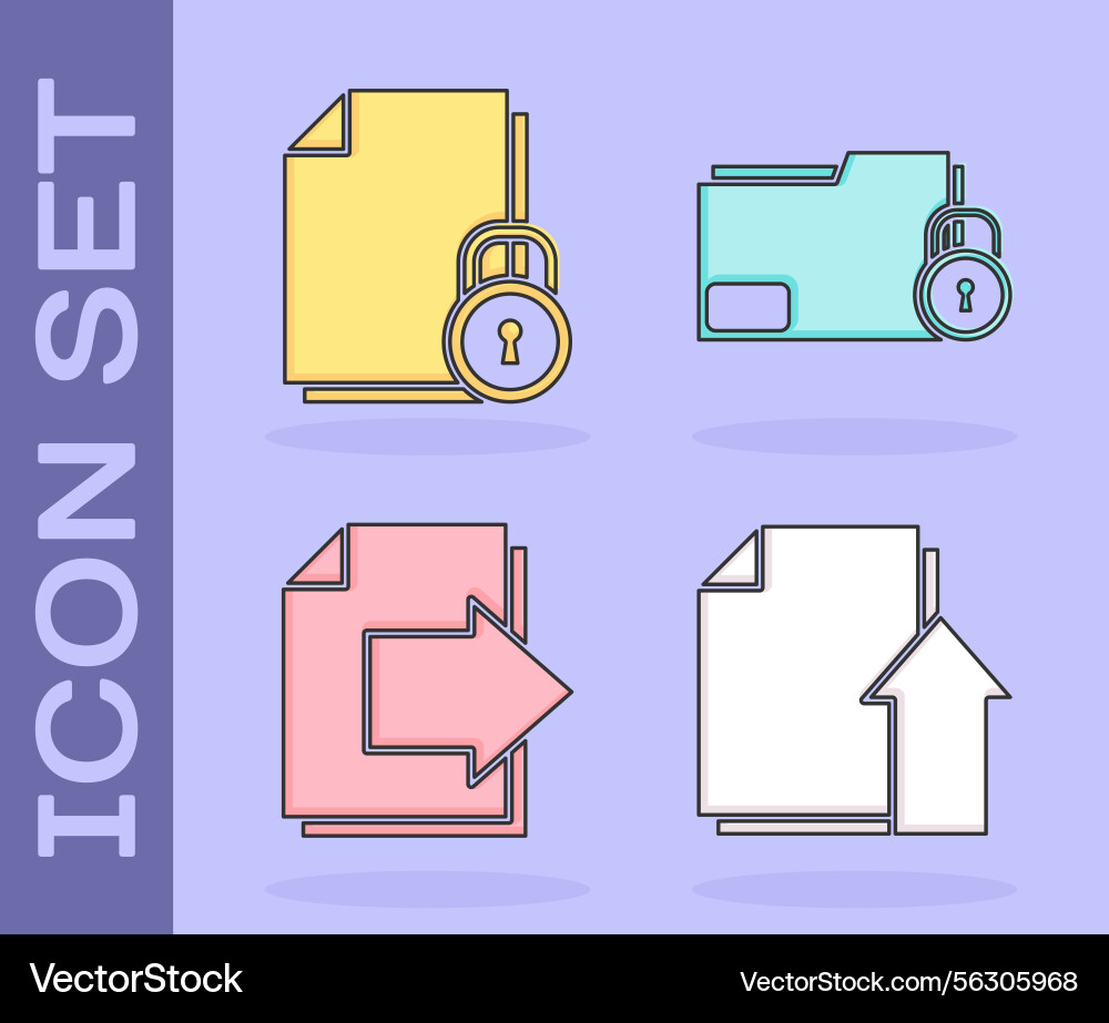 Set upload file document and lock next Set upload file document and lock next vector image