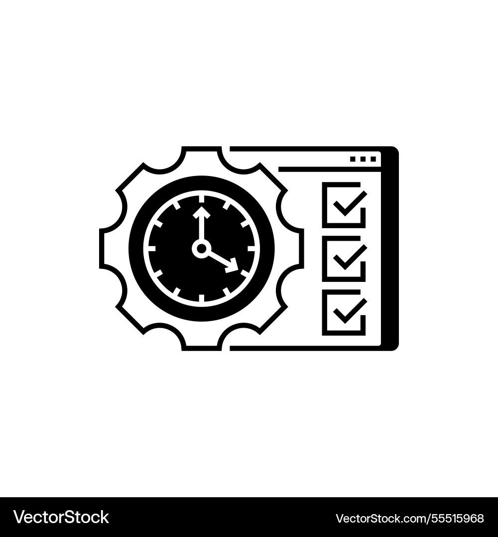 Time management solid line icon linear style sign Time management solid line icon linear style sign vector image