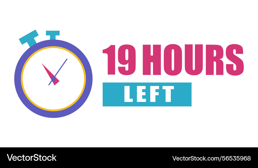 Urgent time display nineteen hour limit clock Urgent time display nineteen hour limit clock vector image
