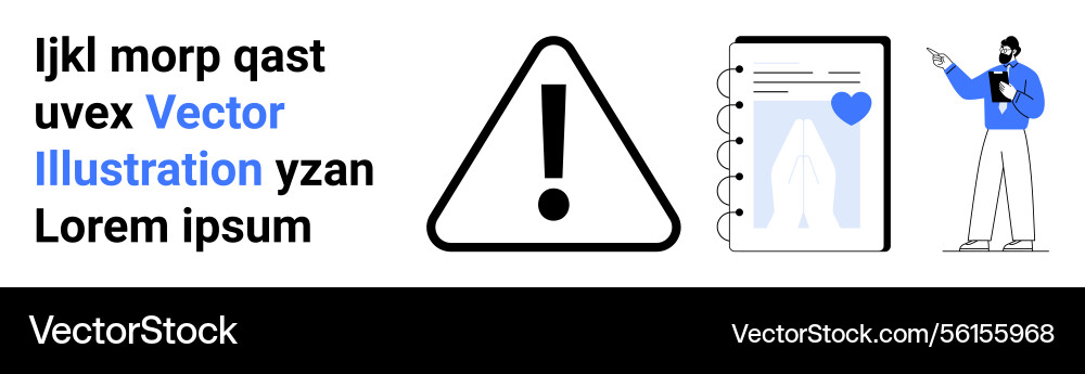 Warning sign with notebook and professional Warning sign with notebook and professional vector image