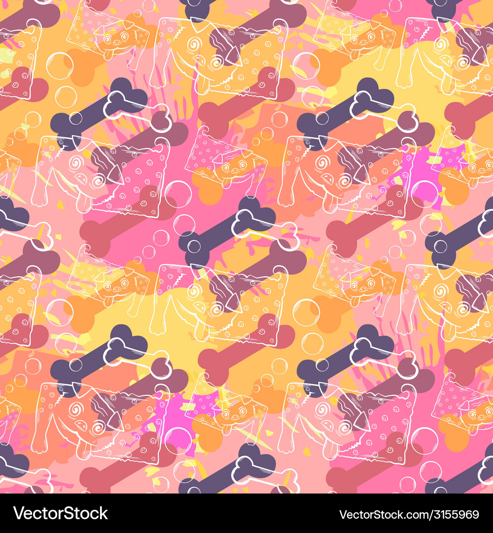 Abstract dog with boneseamless pattern Vector Image