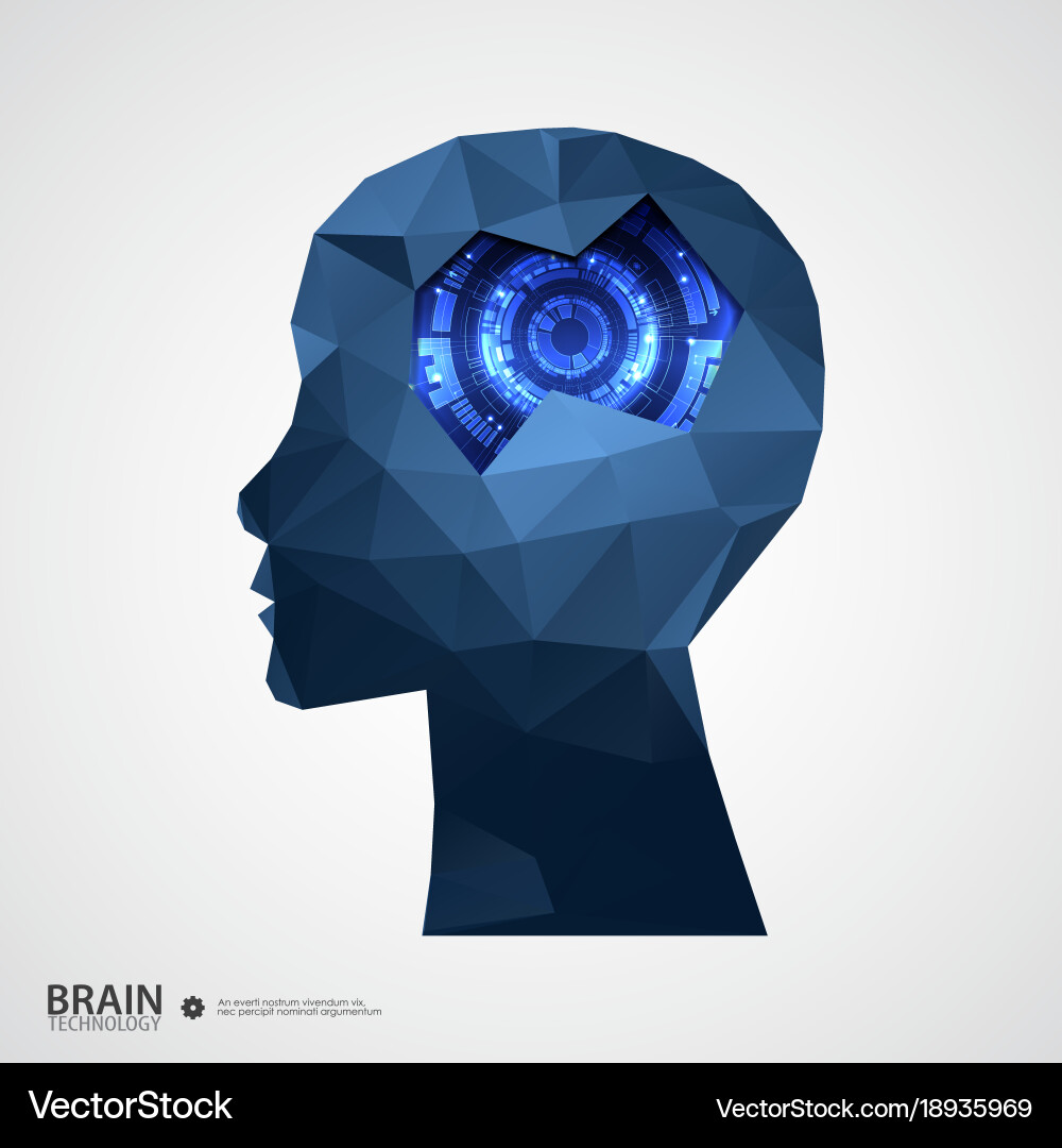 Creative brain background with triangular grid Vector Image