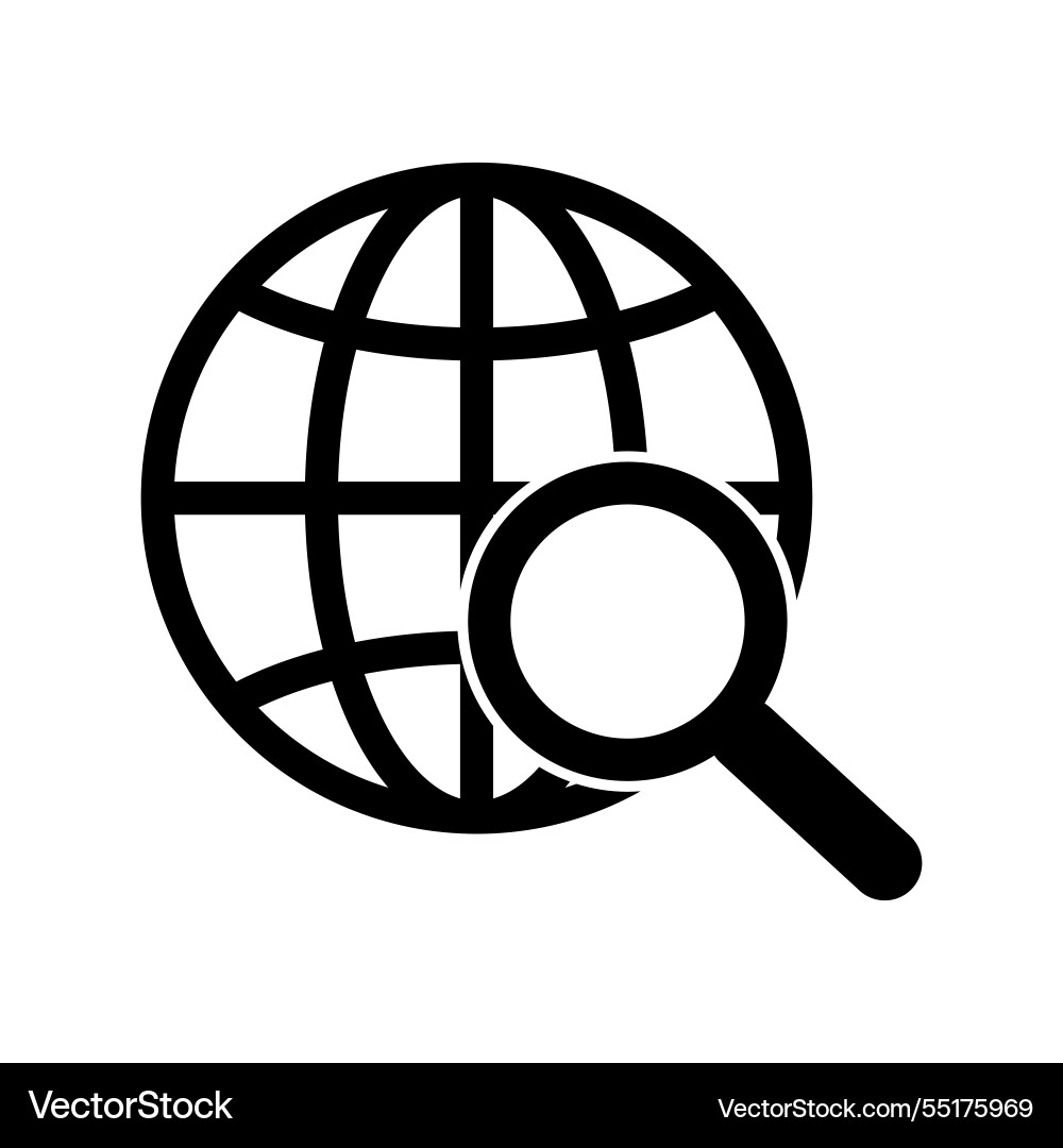 Global search icon magnifying planet symbol Global search icon magnifying planet symbol vector image