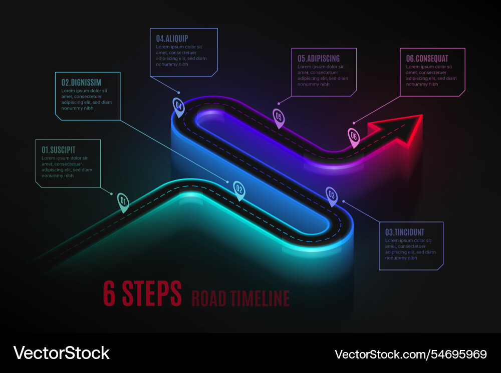 Isometric navigation map infographic 6 steps Isometric navigation map infographic 6 steps vector image