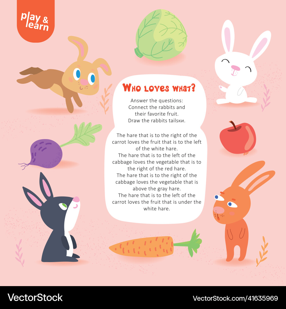 Logic find vegetables for rabbits color kid game Logic find vegetables for rabbits color kid game vector image