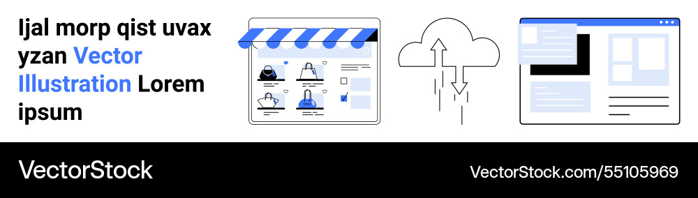 Online storefront with cloud sync and website Online storefront with cloud sync and website vector image