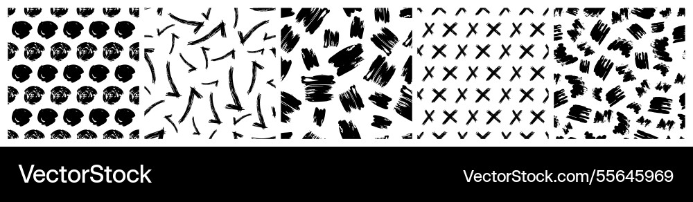 Set of seamless patterns with scribble smears Set of seamless patterns with scribble smears vector image