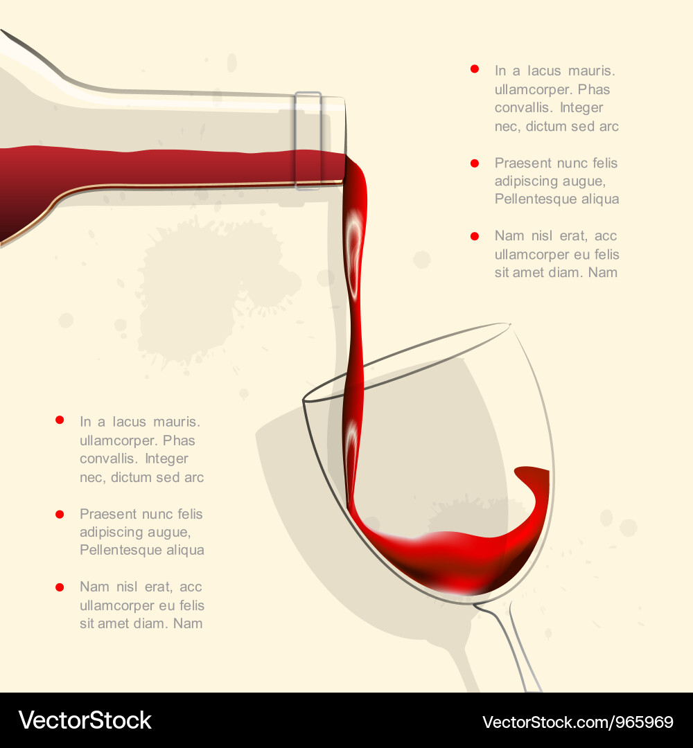 Wine Pouring into Glass Vector Image