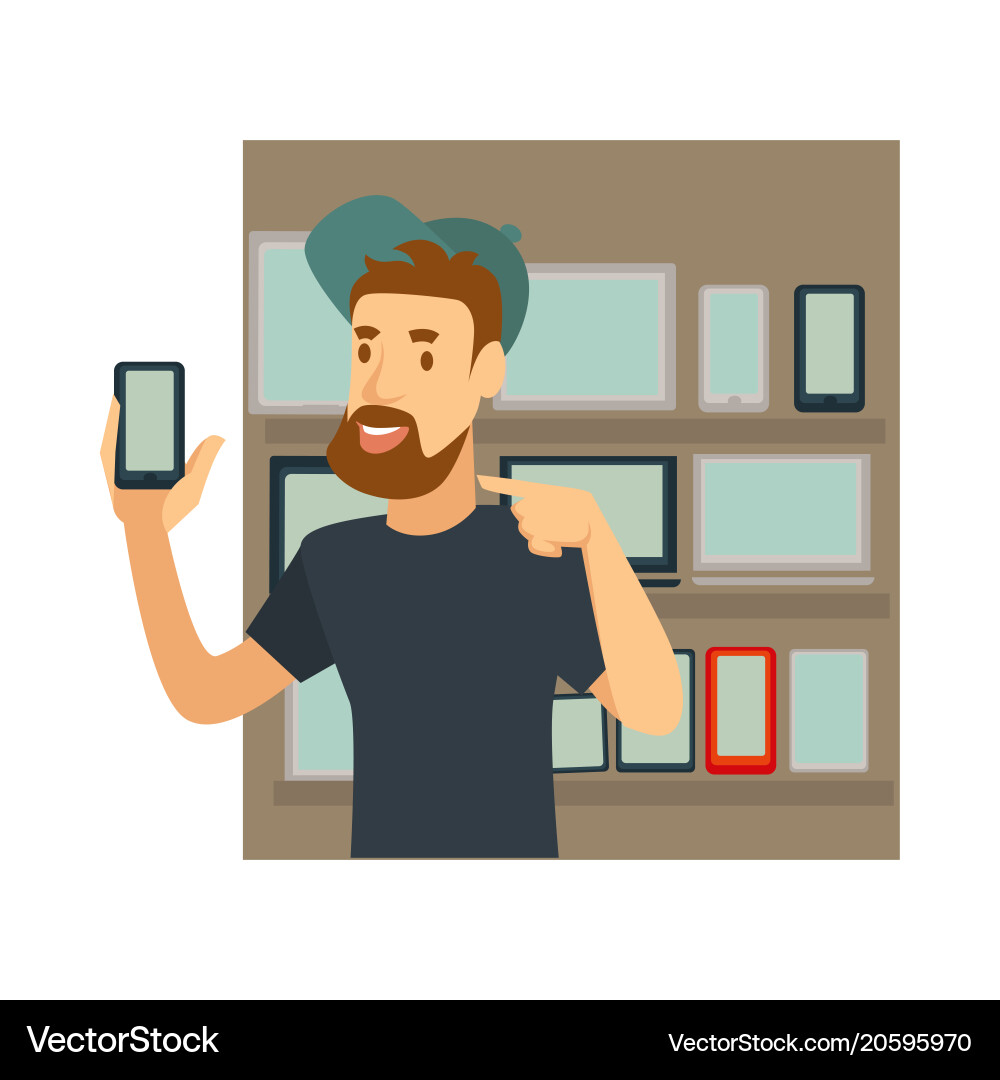 Blogger or vlogger man character for smart Vector Image