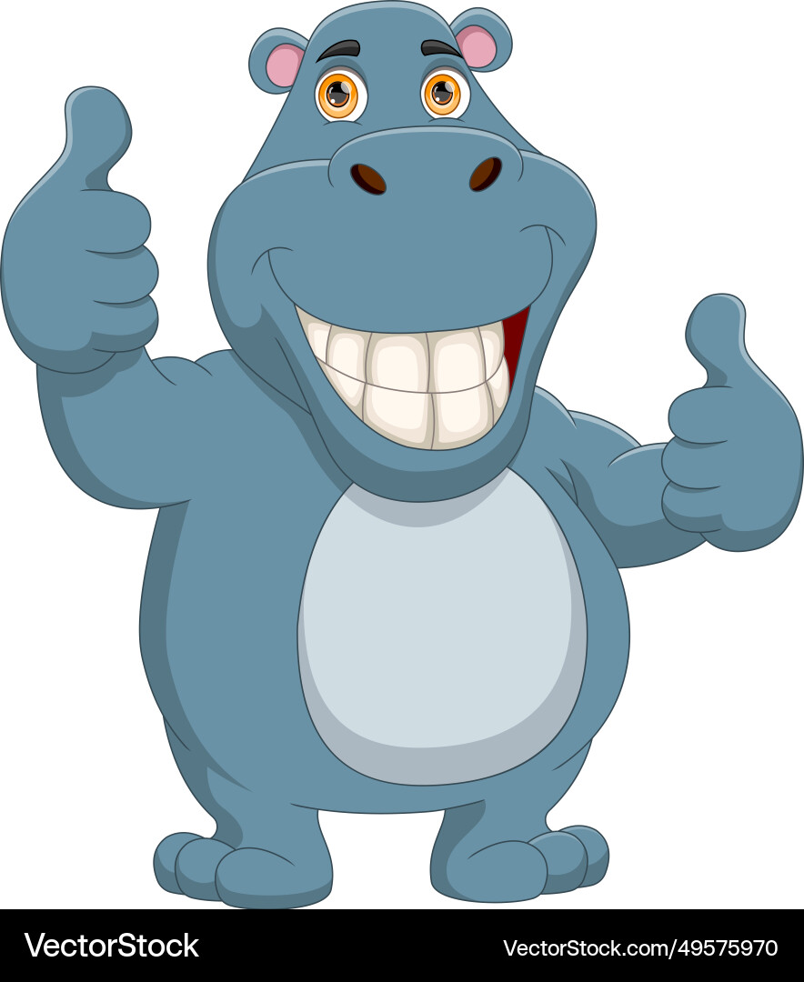 Cute cartoon hippo thumbs up – Lizenzfreie Vektorgrafik | VectorStock, image size:884x1080