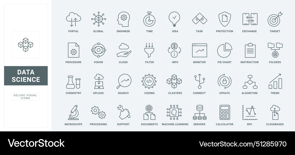 Data science thin black and red line icons set Data science thin black and red line icons set vector image