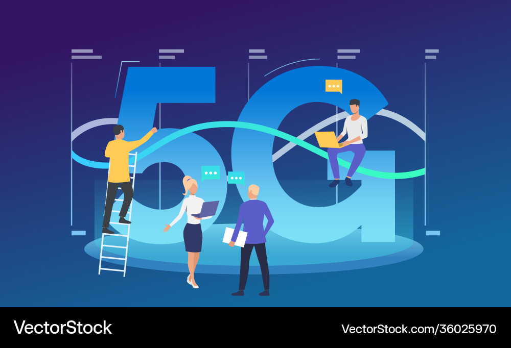 Developers working on 5g network vector image