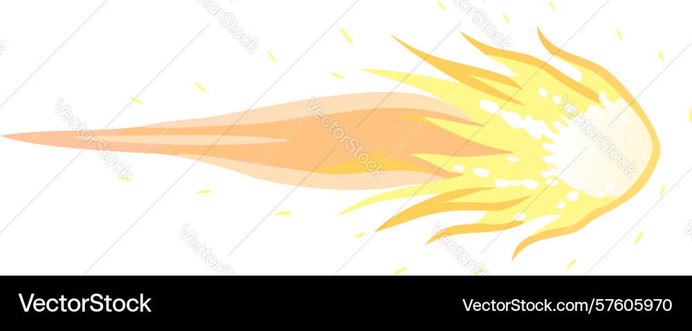 Dynamic fireball comet graphic with trailing vector image