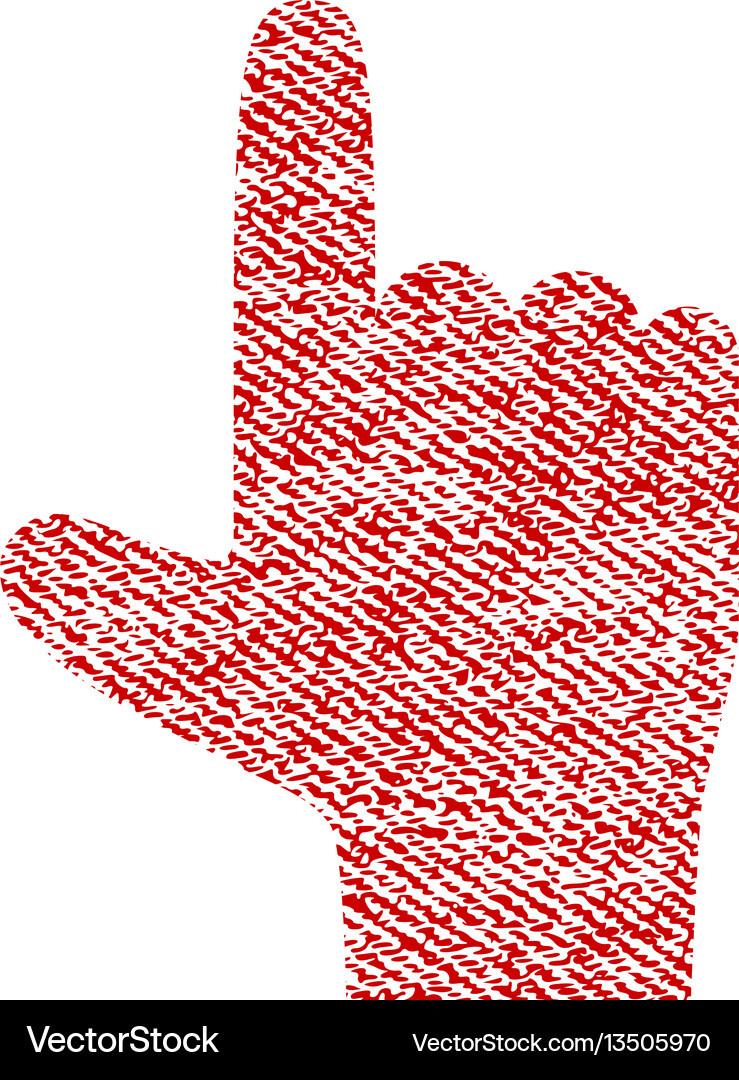 Hand pointer up fabric textured icon Hand pointer up fabric textured icon Vector Image