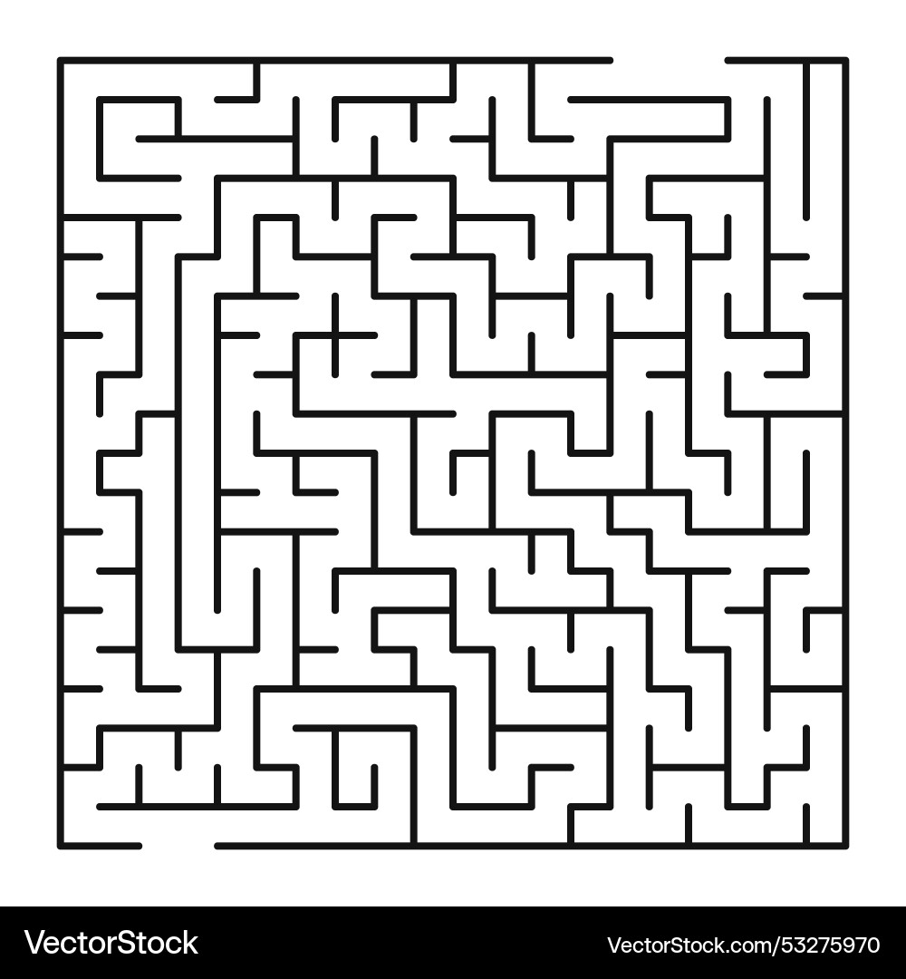 Maze shape design element there is one entrance Maze shape design element there is one entrance vector image