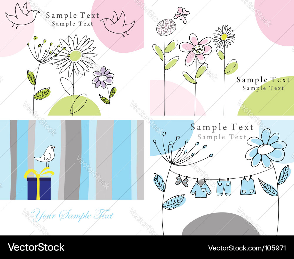 Floral Greeting Card Set vector image