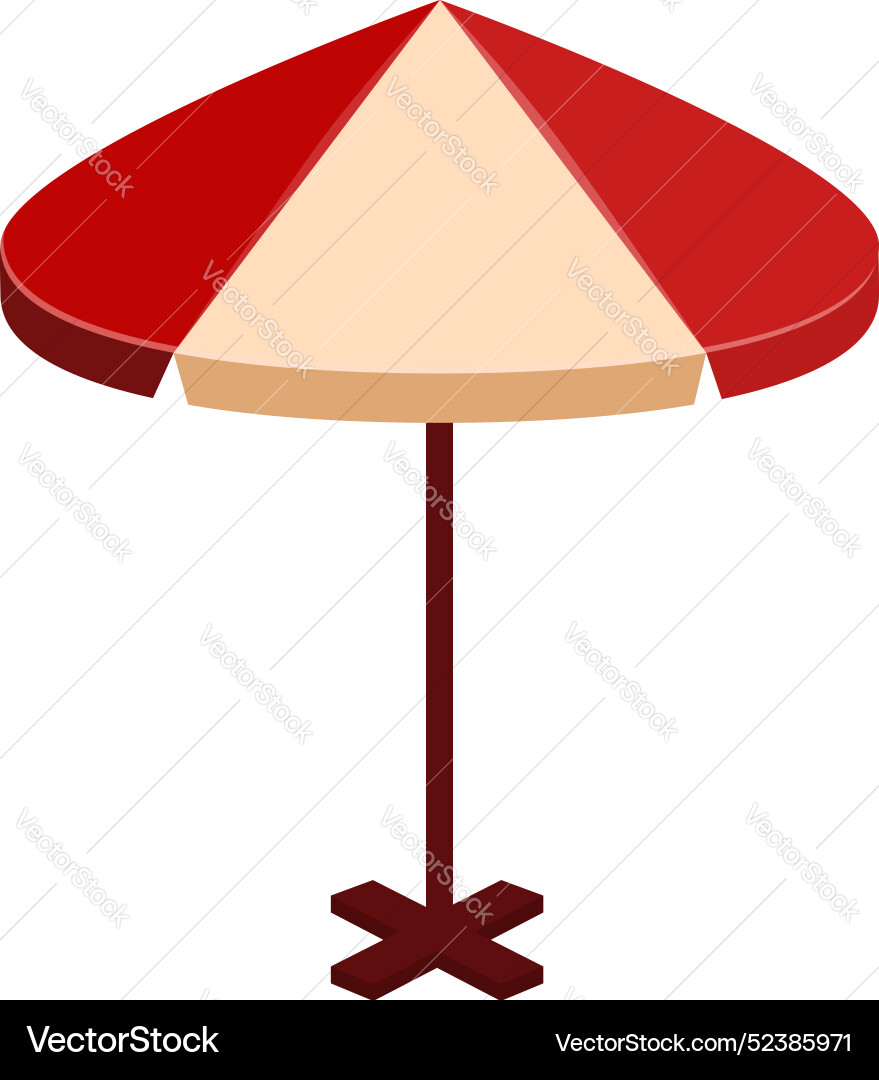 Red and beige beach umbrella offering protection Red and beige beach umbrella offering protection vector image
