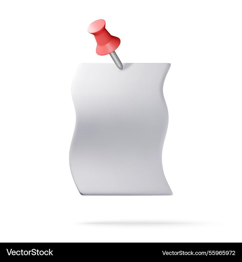 3d empty paper sheets hanging with push pin 3d empty paper sheets hanging with push pin vector image