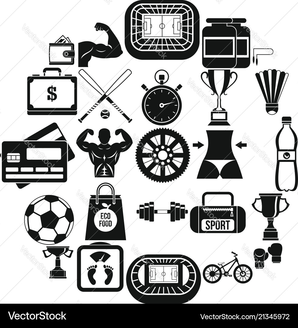 Battle icons set simple style Vector Image