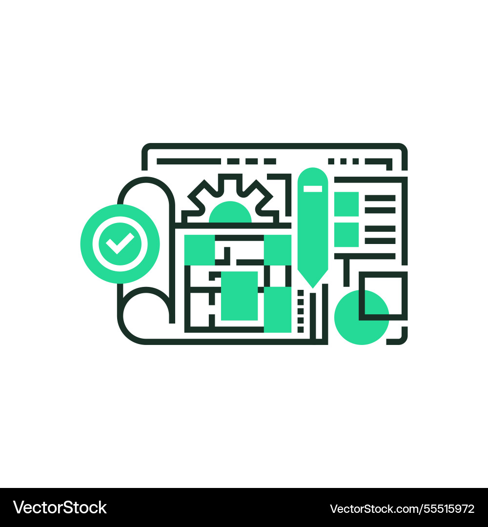 Blueprint outline icon linear style sign Blueprint outline icon linear style sign vector image