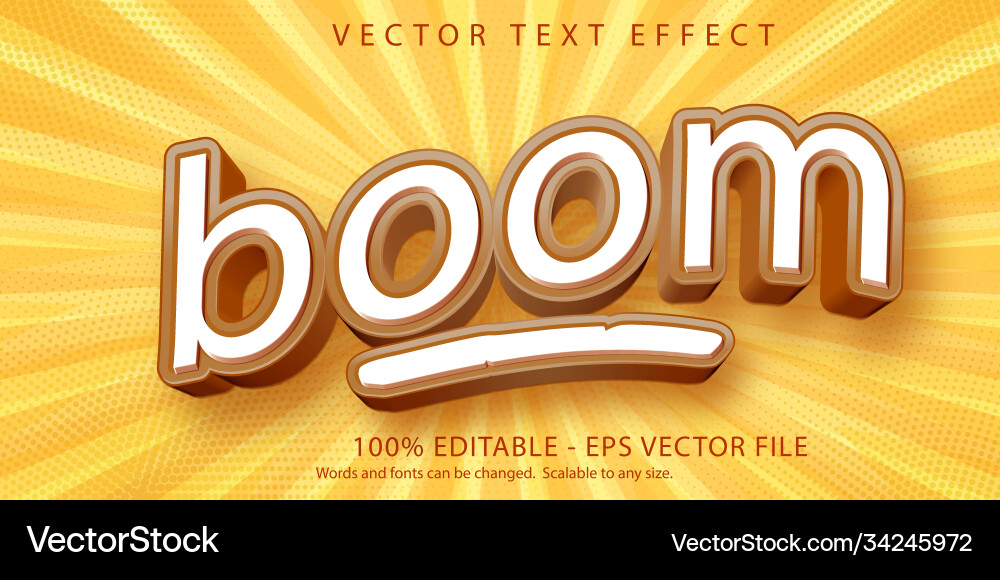 Boom text game style editable effect Vector Image