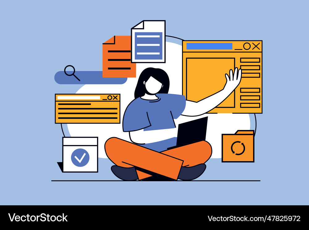 Cloud computing concept with people scene in flat Cloud computing concept with people scene in flat vector image