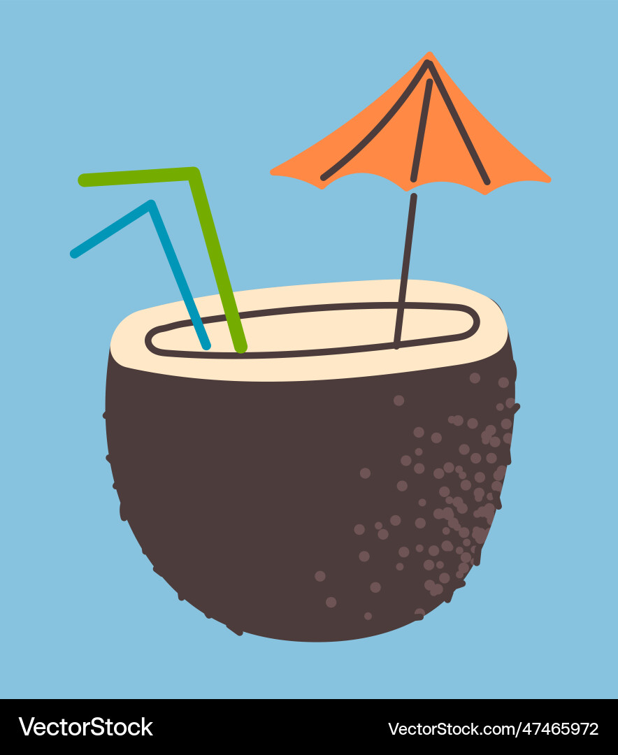 Coconut cocktail element of summer beach Vector Image