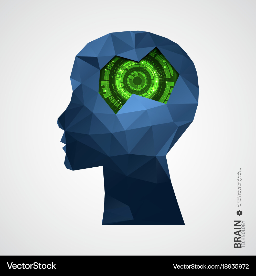 Creative brain background with triangular grid Vector Image