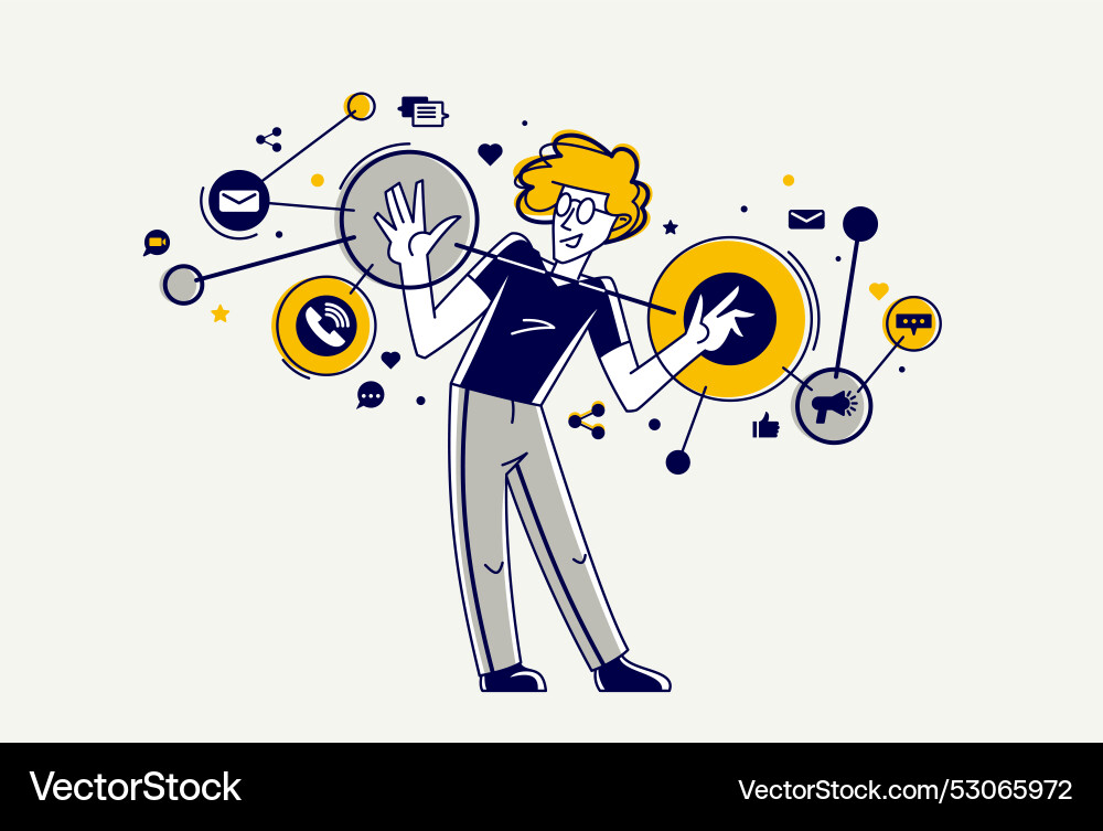 Creative worker doing some job and creating Creative worker doing some job and creating vector image