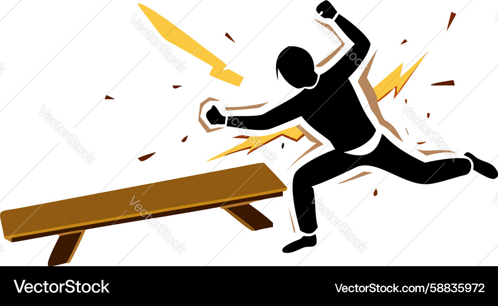 Energetic board breaking a dynamic display Vector Image