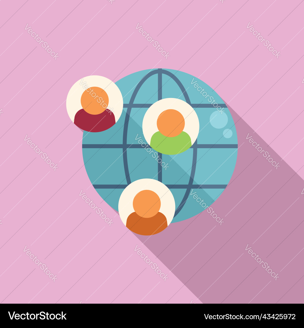 Global client icon flat crm data vector image
