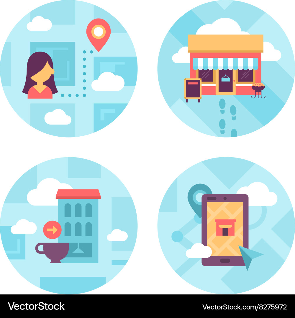 Local area navigation icons vector image