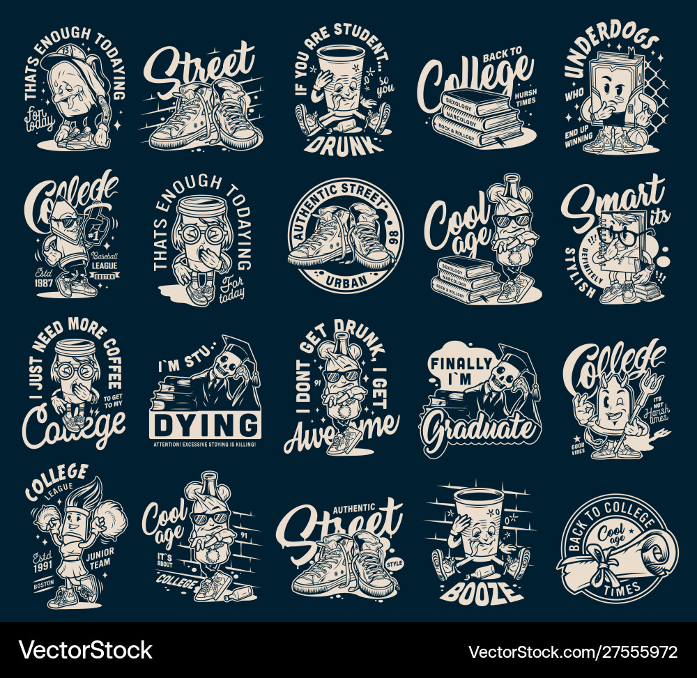Monochrome Education & College Icons Vector Image
