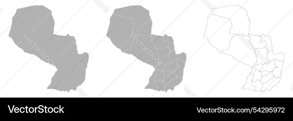 Set of paraguay maps with main map and regional Vector Image