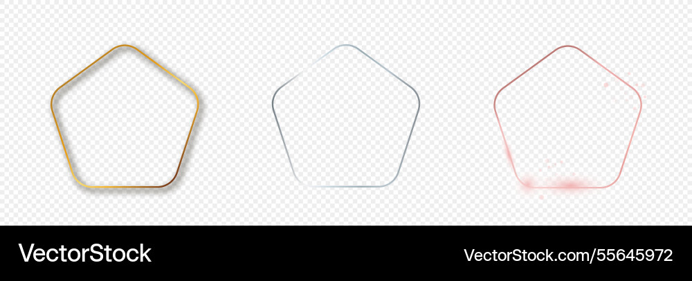 Set of three rounded pentagon frames Vector Image