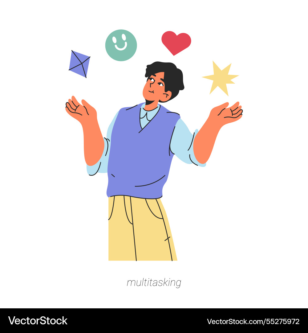 Soft skill and abilities multitasking Soft skill and abilities multitasking vector image