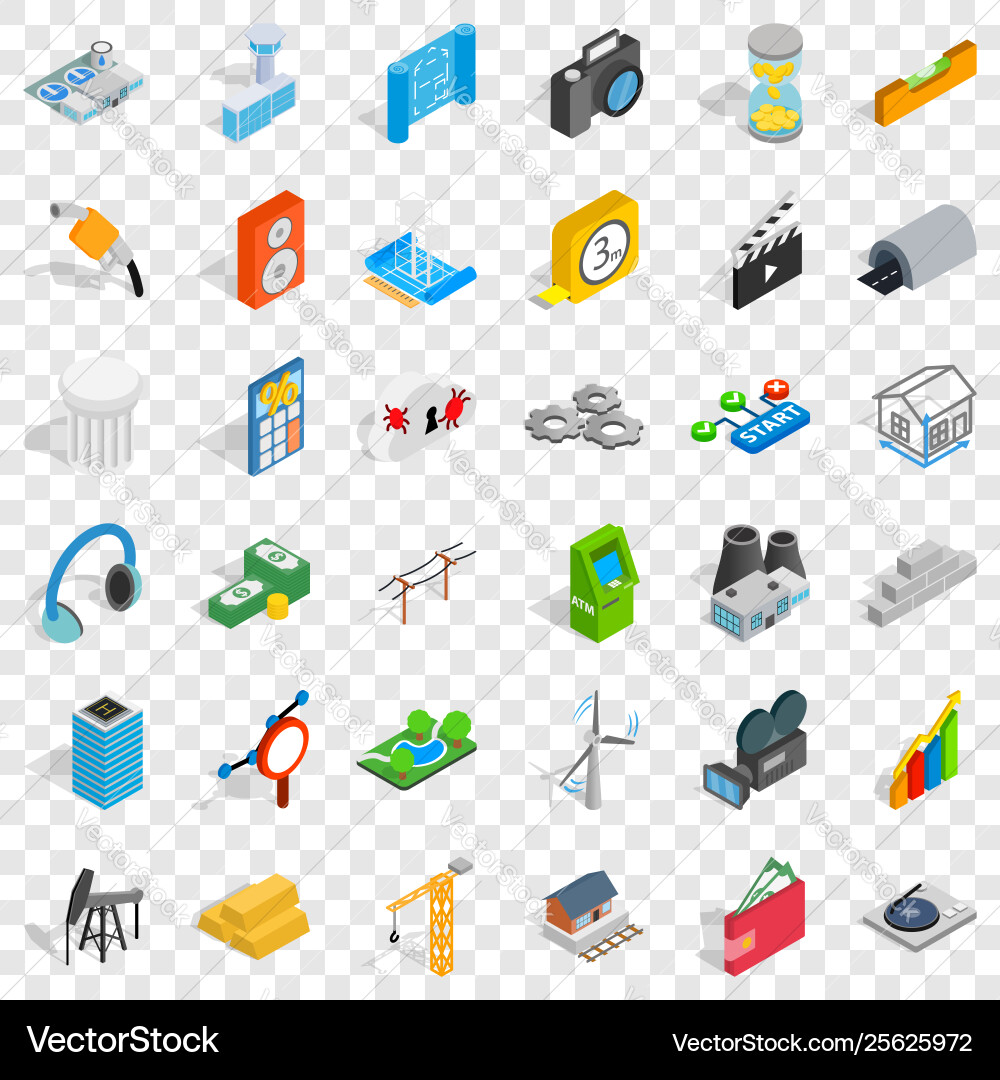 Technical icons set isometric style vector image