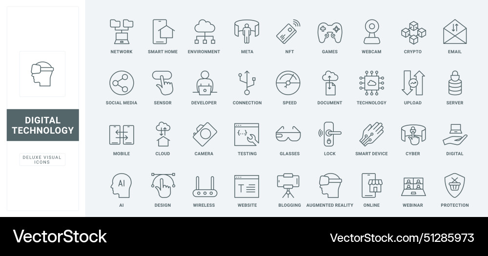 Ai technology line icons set augmented reality Ai technology line icons set augmented reality vector image