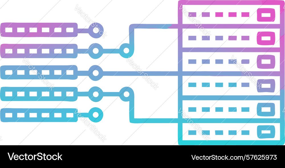Connected server rack data network design vector image