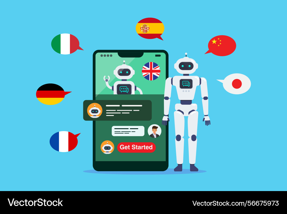 Learning different foreign languages with chat Learning different foreign languages with chat vector image