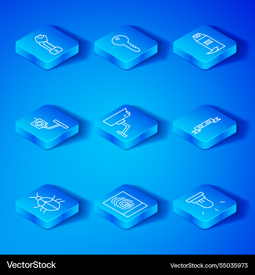 Set line system bug concept security camera Vector Image